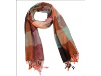 Silk Pashmina Stole / Scarf in Multicolor Color Checks Design Size 70*30